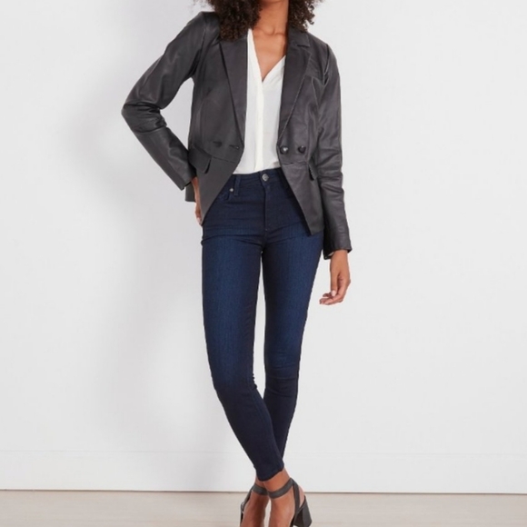 Paige Hoxton Ankle Dark Wash Denim Blue Jeans - Picture 2 of 10